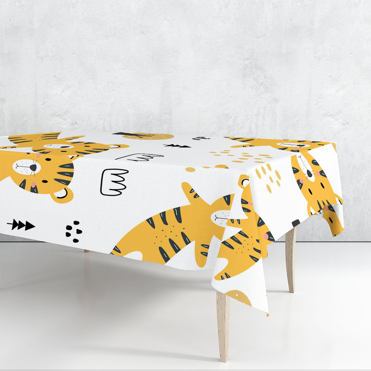 Cartoon Cute Flat Tiger Rectangle Tablecloth 6