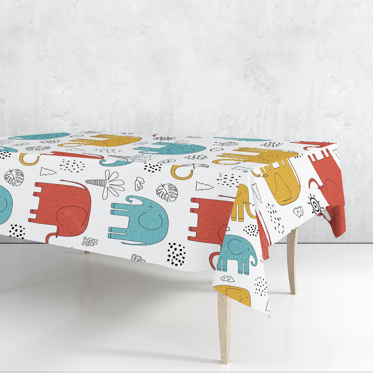 Cartoon Squad African Elephant Rectangle Tablecloth 6