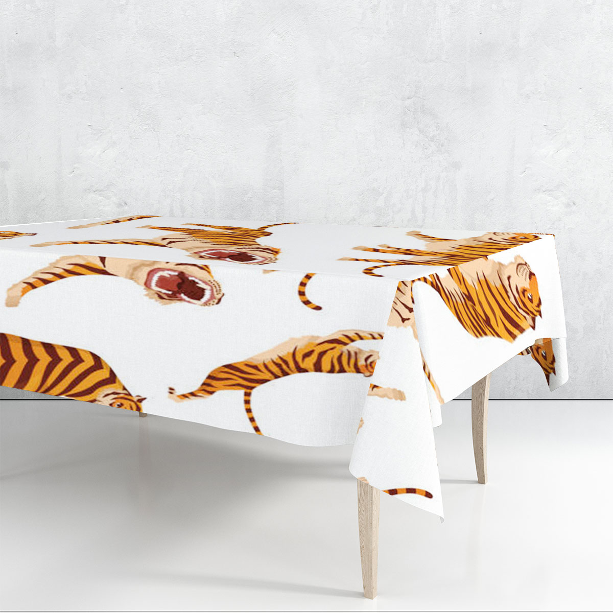 Cute Cartoon Tiger Rectangle Tablecloth 6