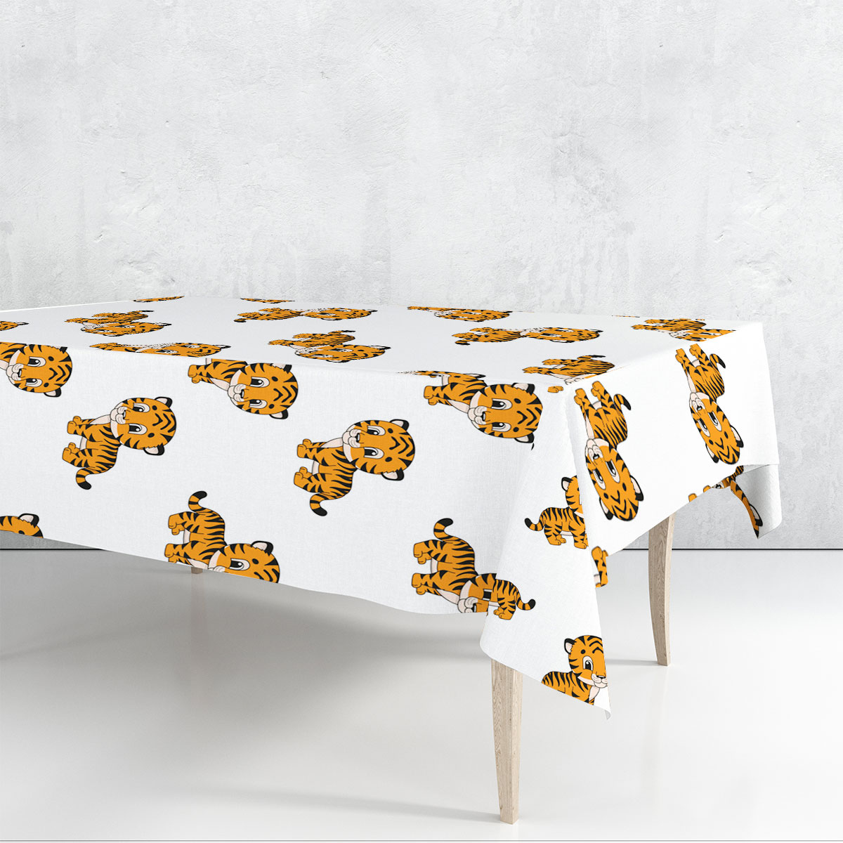 Cute Little Tiger Rectangle Tablecloth 6