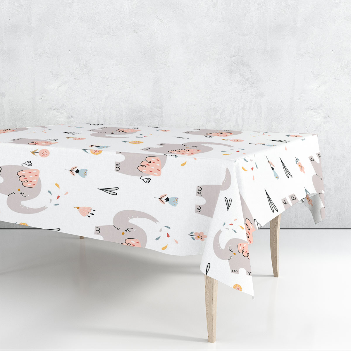 Happy African Elephant Rectangle Tablecloth 6