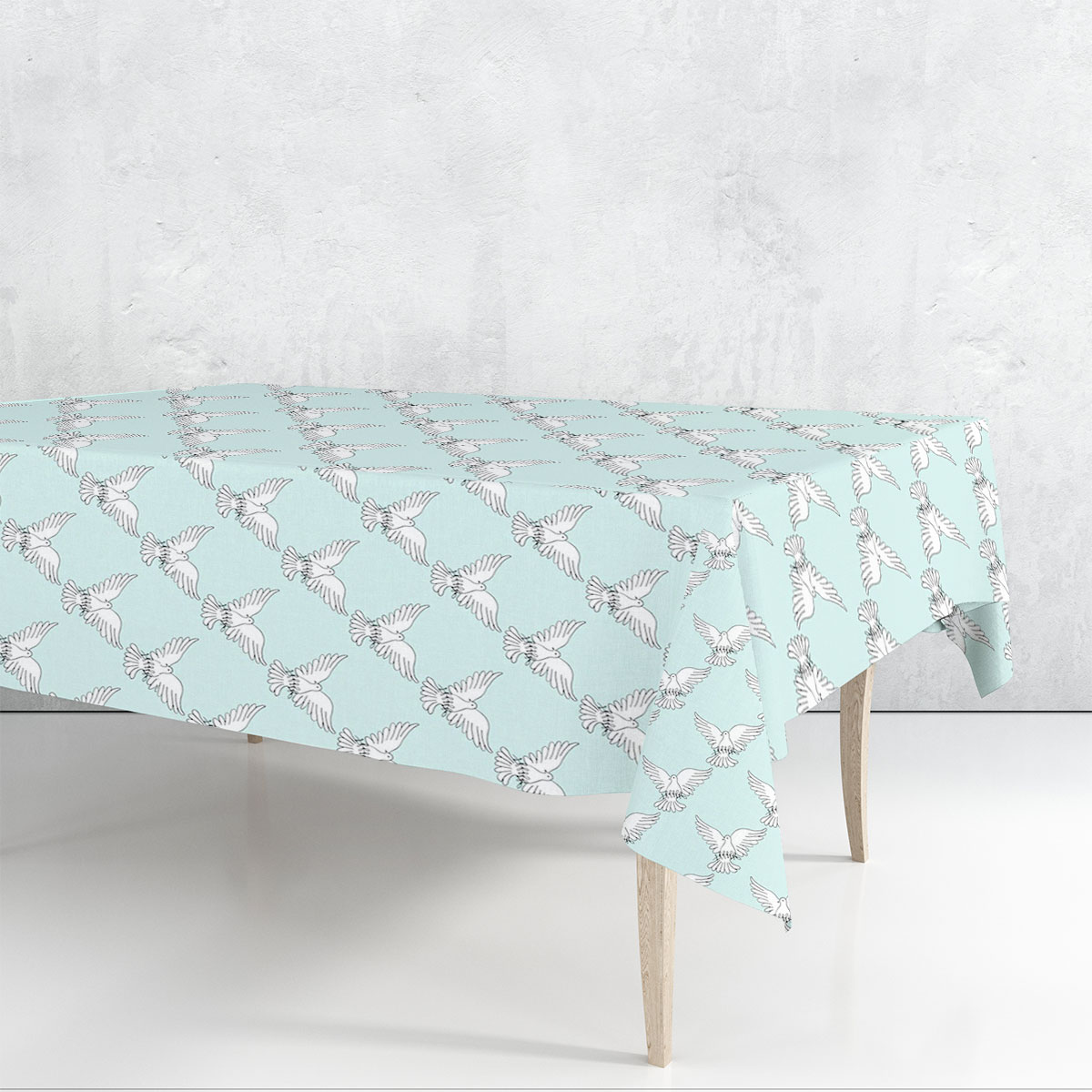 Monogram Dove With Olive Branch Rectangle Tablecloth 6