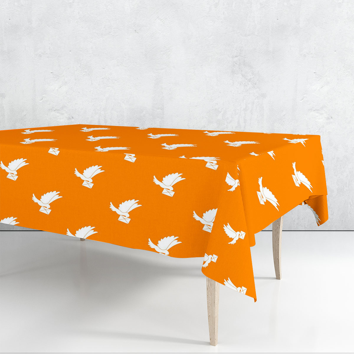 Orange Background Dove Letter Rectangle Tablecloth 6