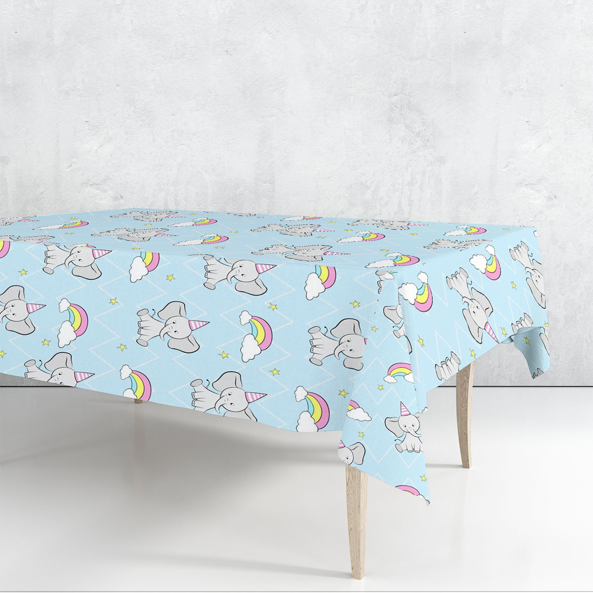 Rainbow African Elephant Rectangle Tablecloth 6
