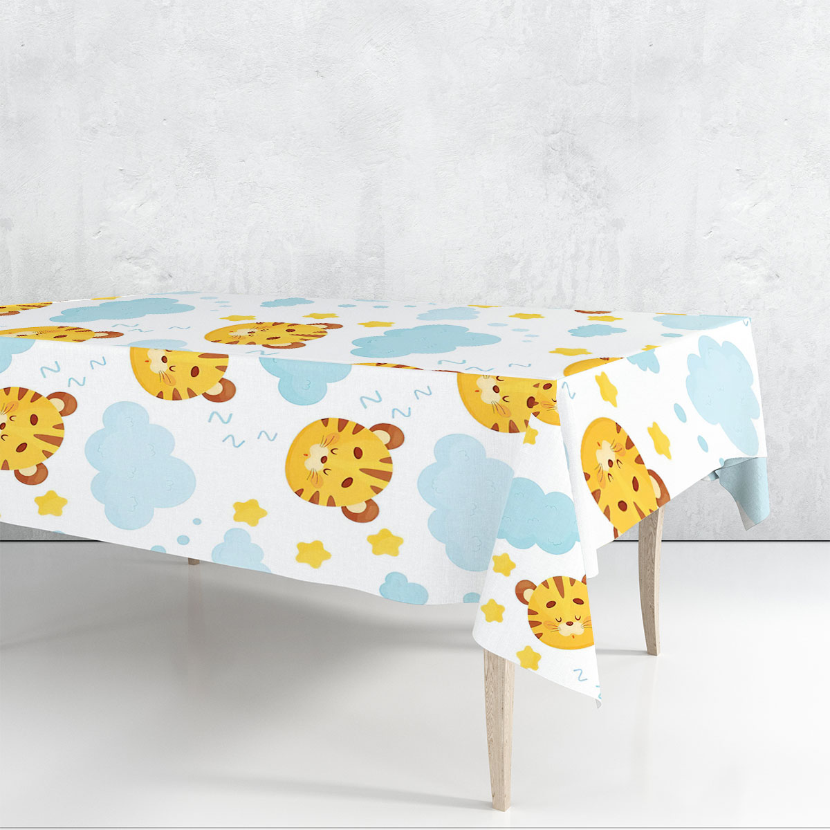 Sleeping Baby Tiger Rectangle Tablecloth 6