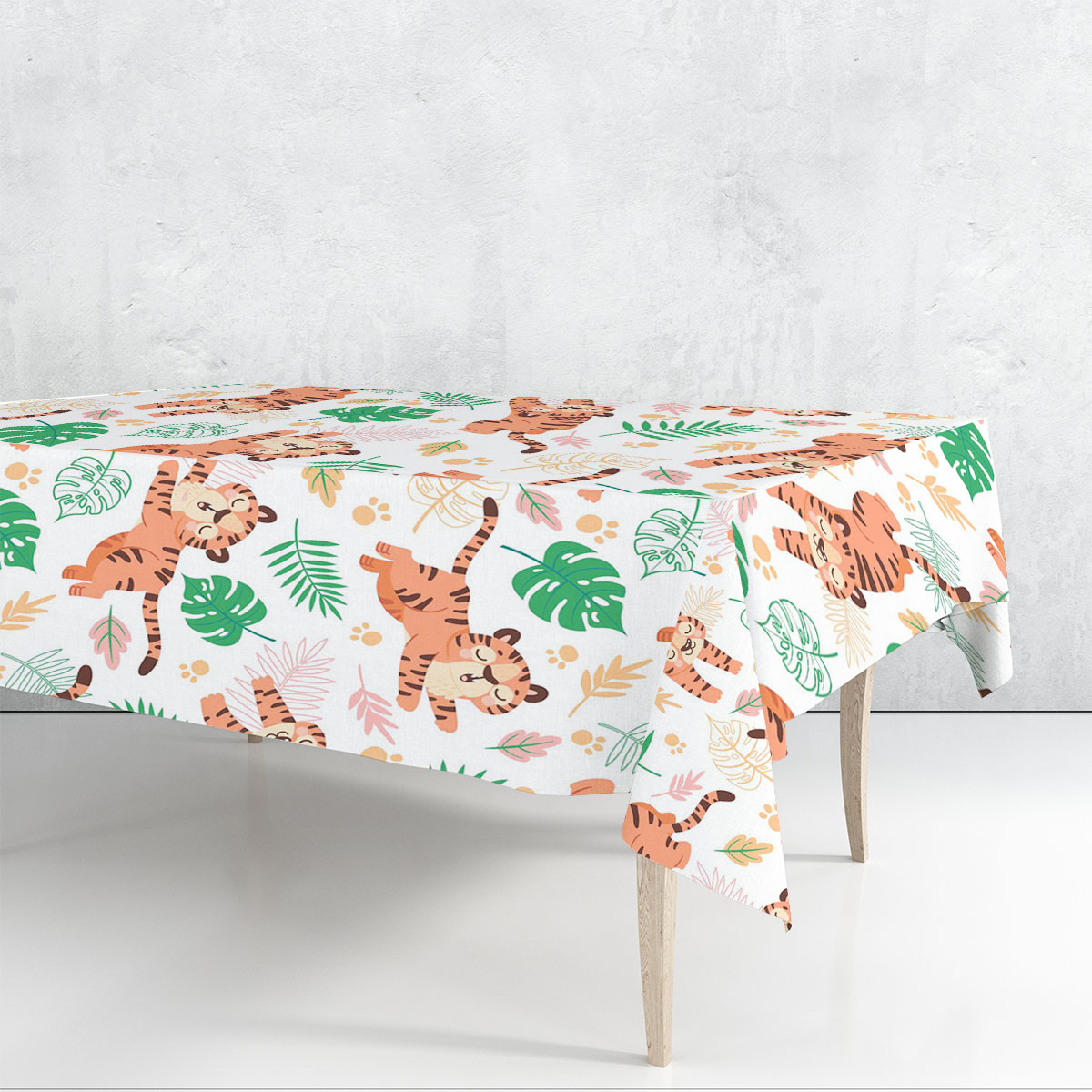 Tropical Peaceful Tiger Rectangle Tablecloth 6