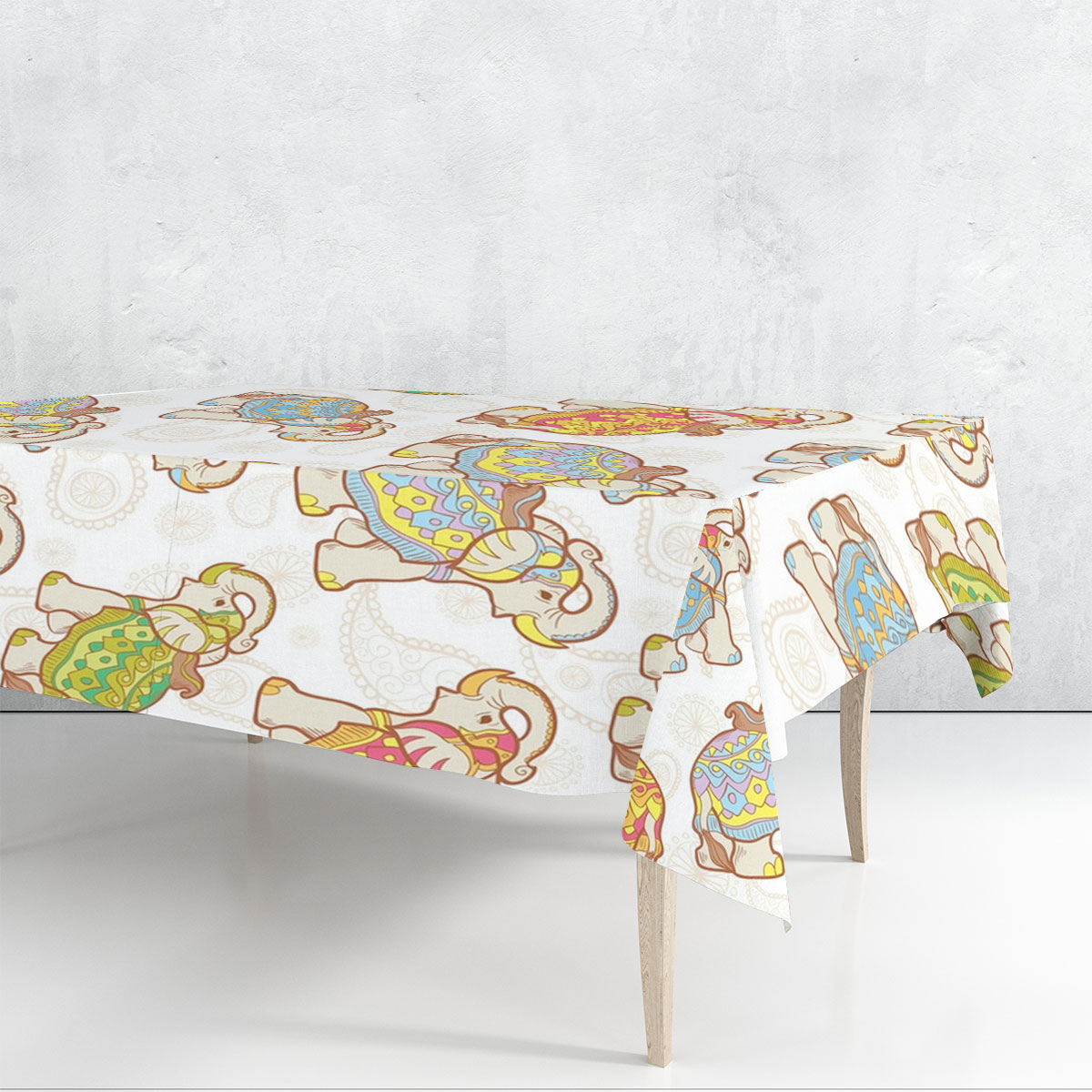 Vintage Indian Elephant Rectangle Tablecloth 6