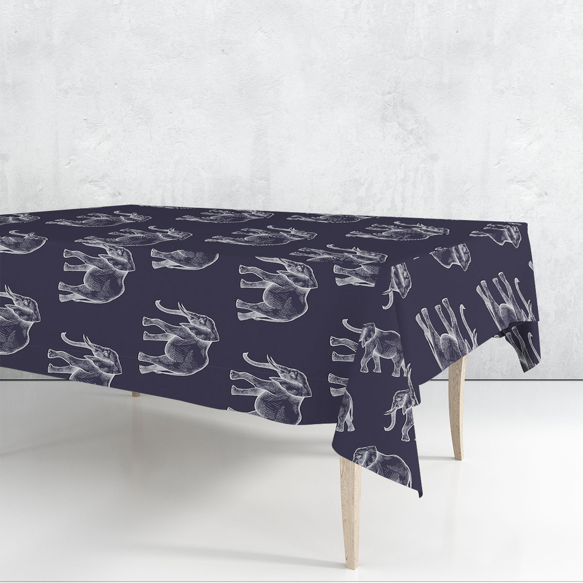Walking African Elephant Rectangle Tablecloth 6