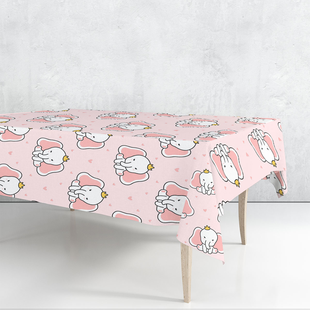 White Princess Elephant Rectangle Tablecloth 6