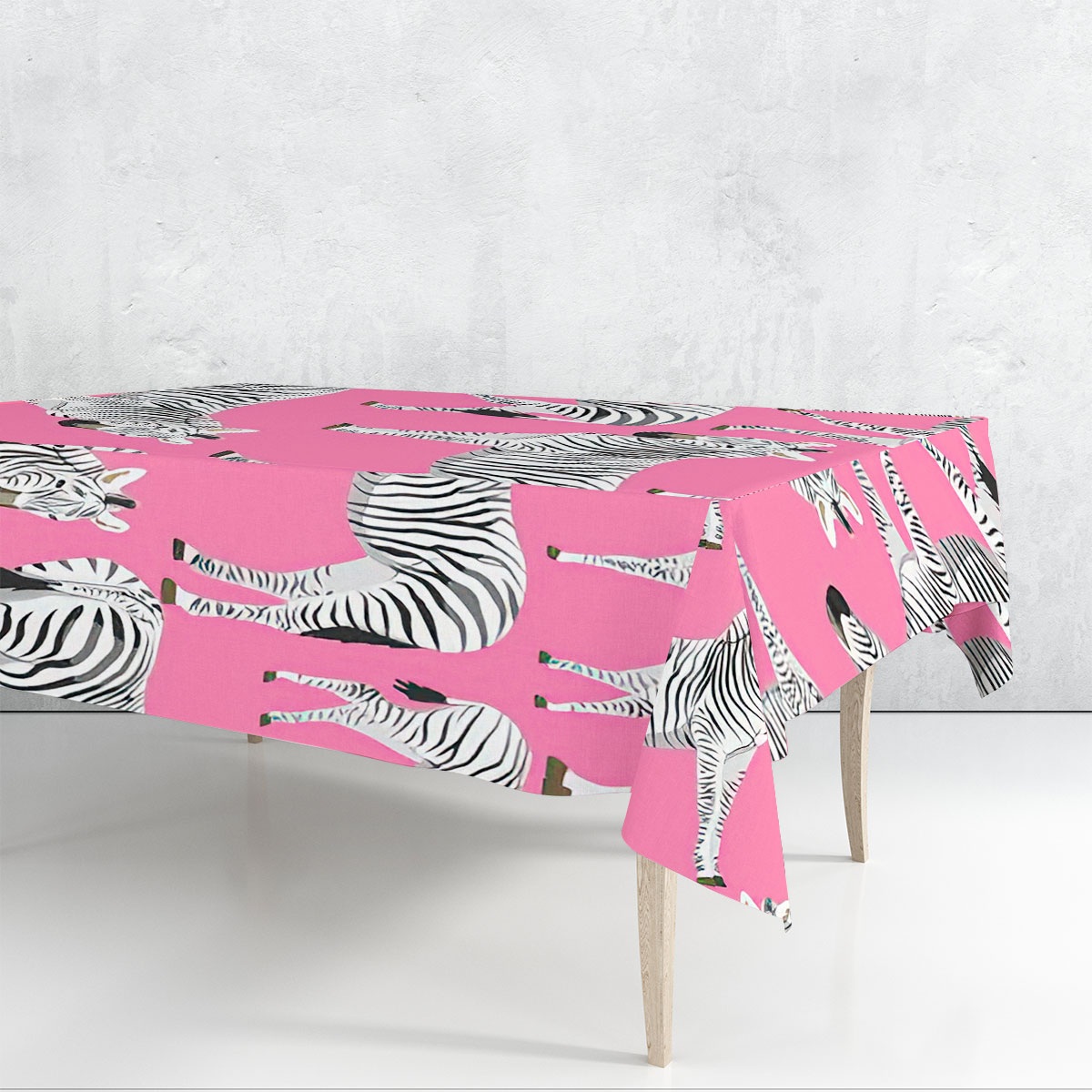 Zebra On Pink Rectangle Tablecloth 6
