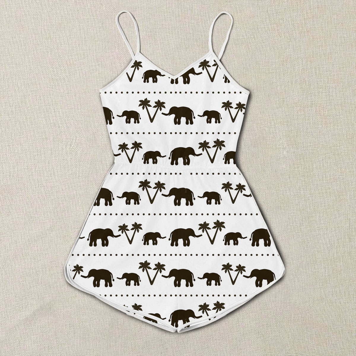 Black And White African Elephant Romper 6