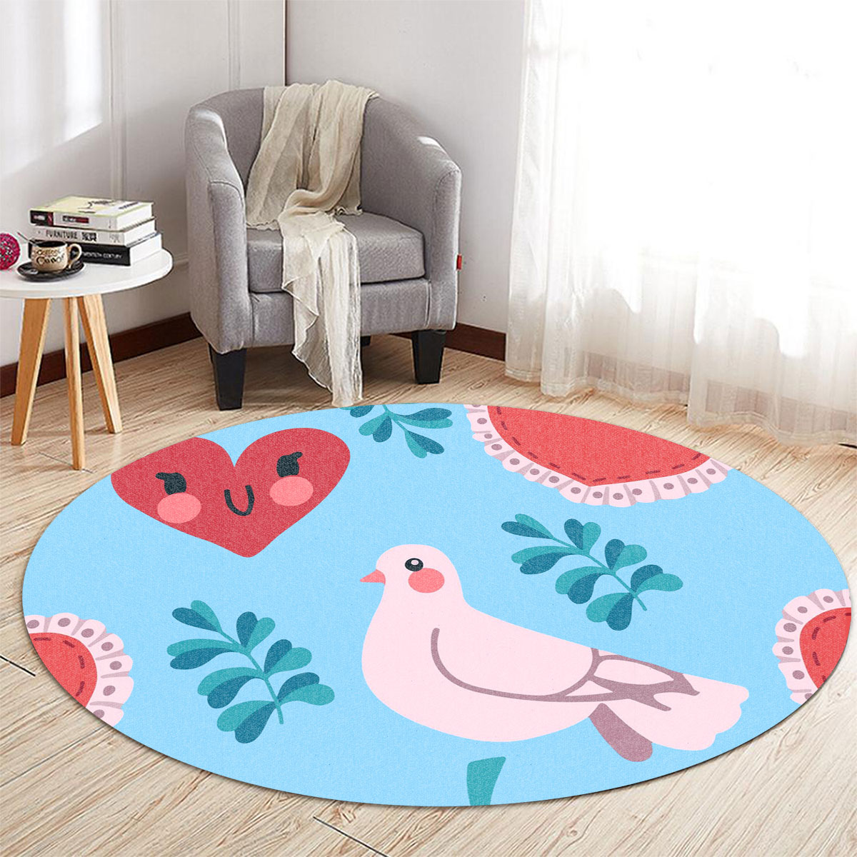 Coon Pink Dove He Round Carpet 6