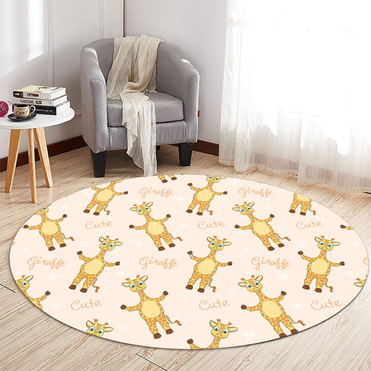 Cute Giraffe Round Carpet 6