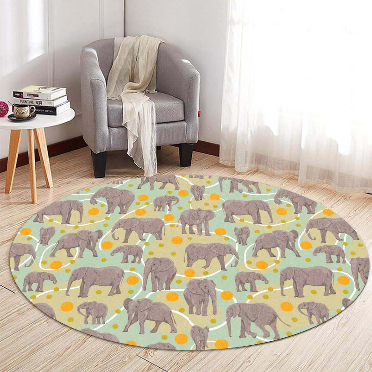 Dessert African Elephant Round Carpet 6