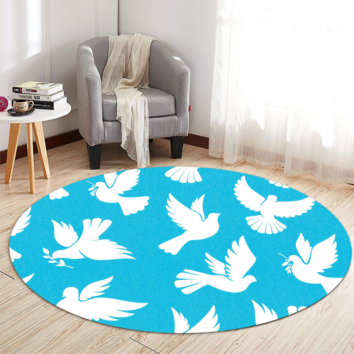 Flying Dove Peace Round Carpet 6