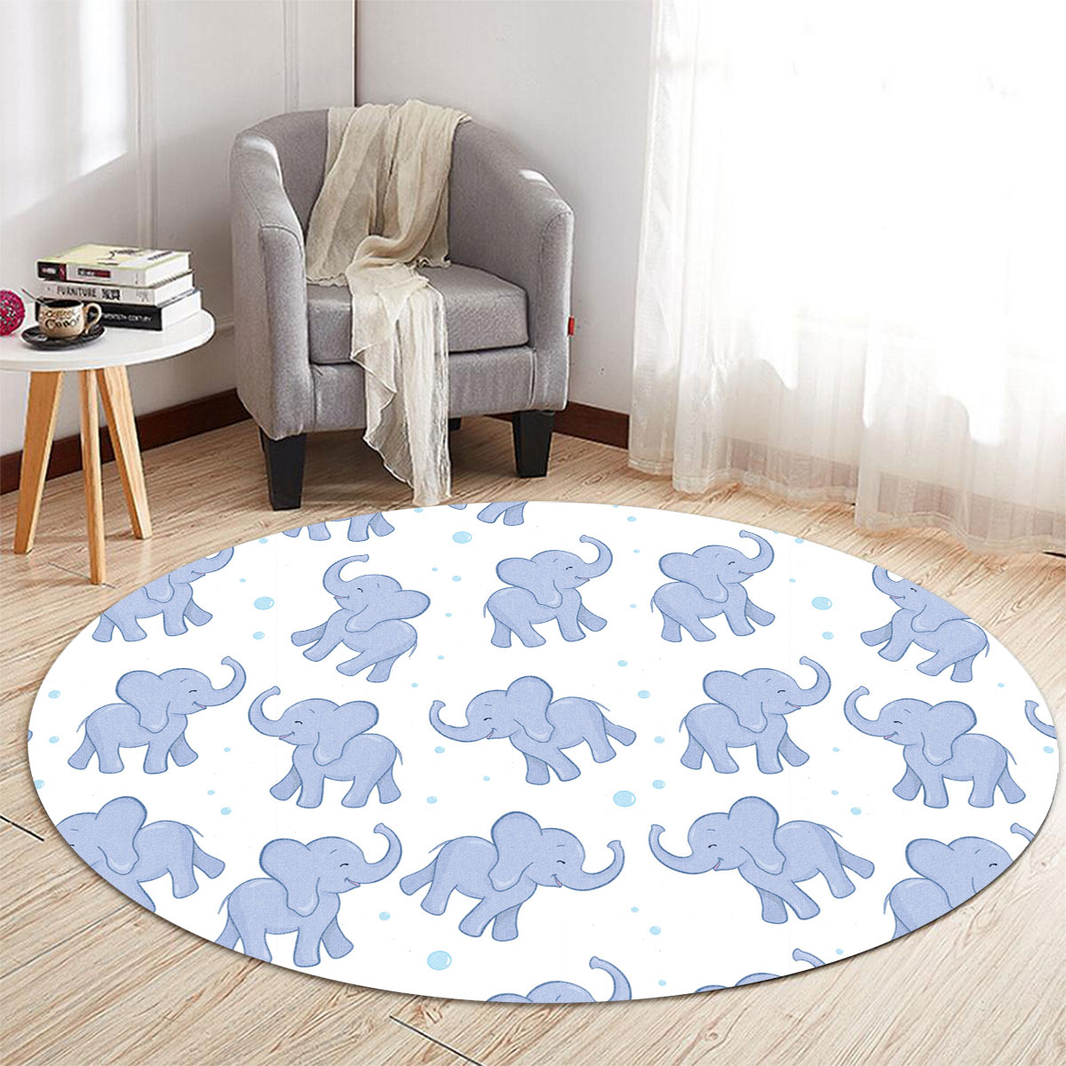 Funny Asian Elephant Round Carpet 6