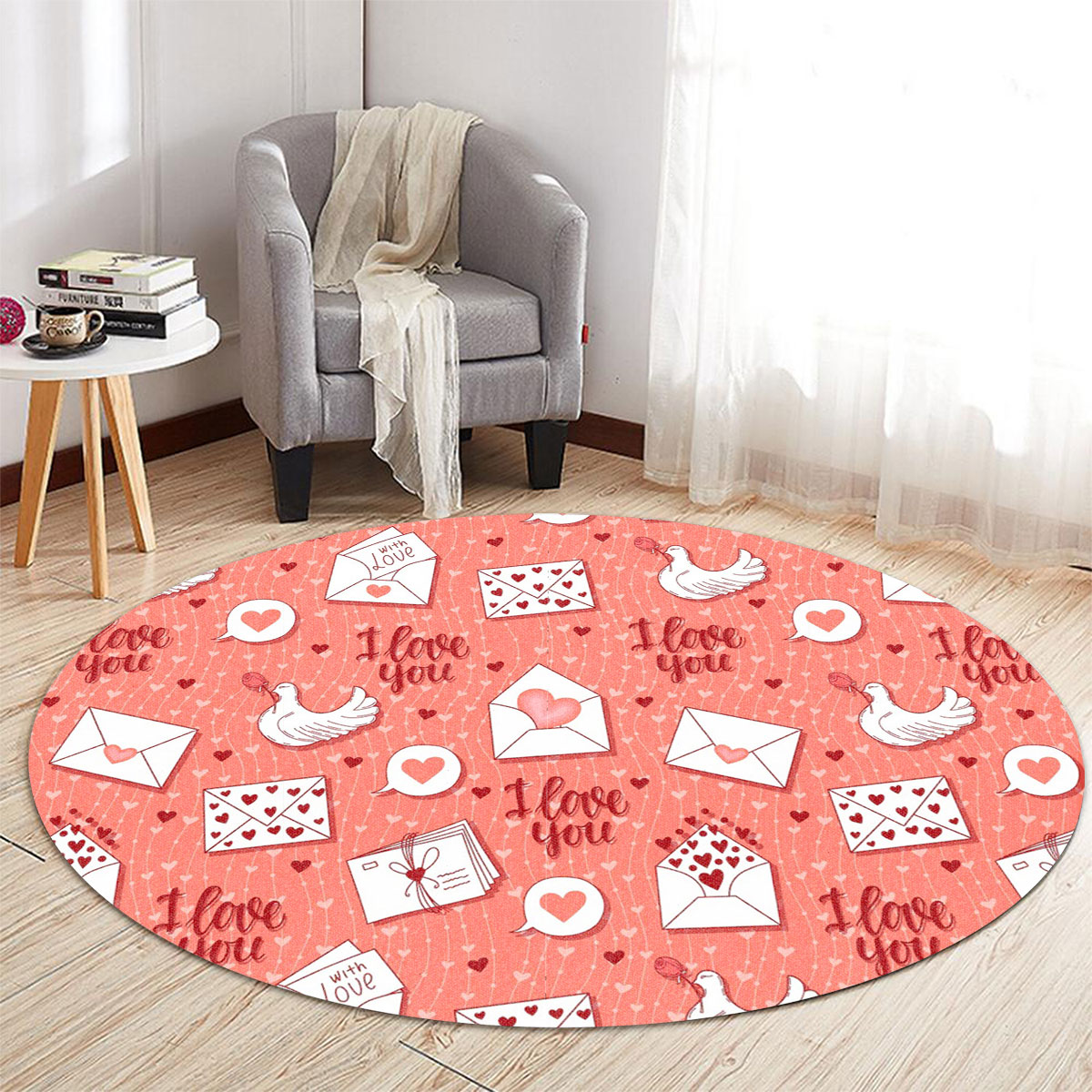 Letter From Dove With Love Round Carpet 6