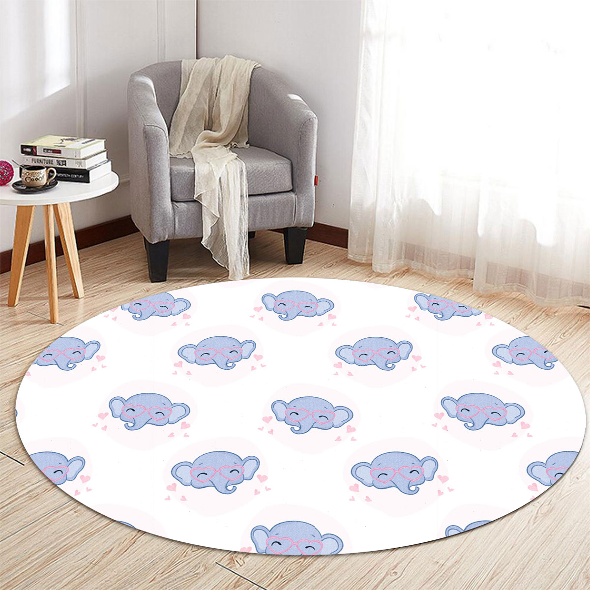 Lovely African Elephant Round Carpet 6
