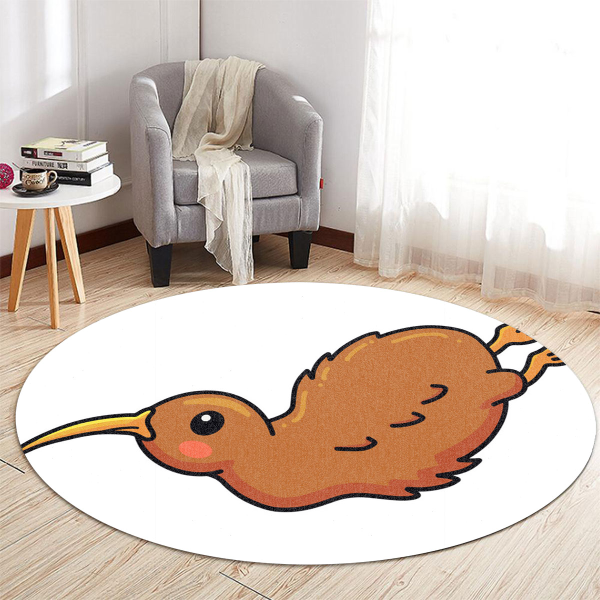 Lovely Falling Kiwi Bird Round Carpet 6