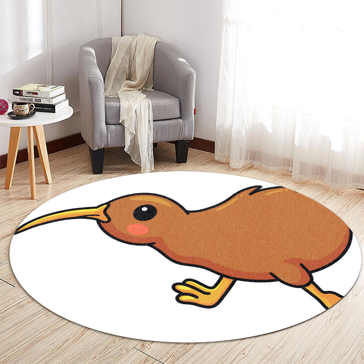 Lovely Running Kiwi Bird Round Carpet 6