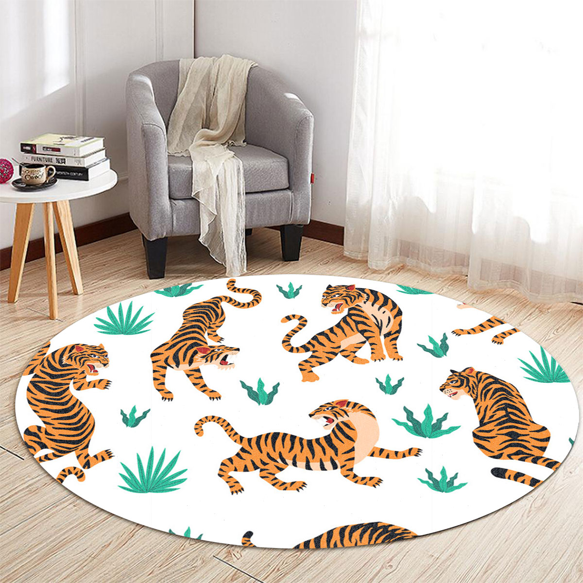 Tiger And Grass Round Carpet 6