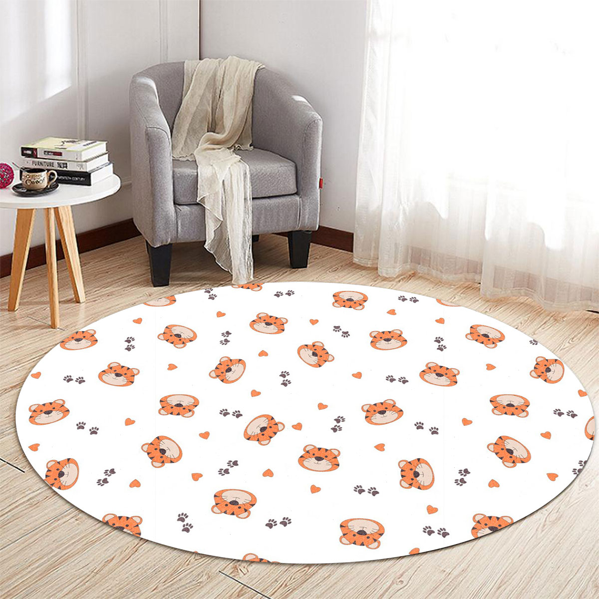 Tiger Heart And Paw Round Carpet 6