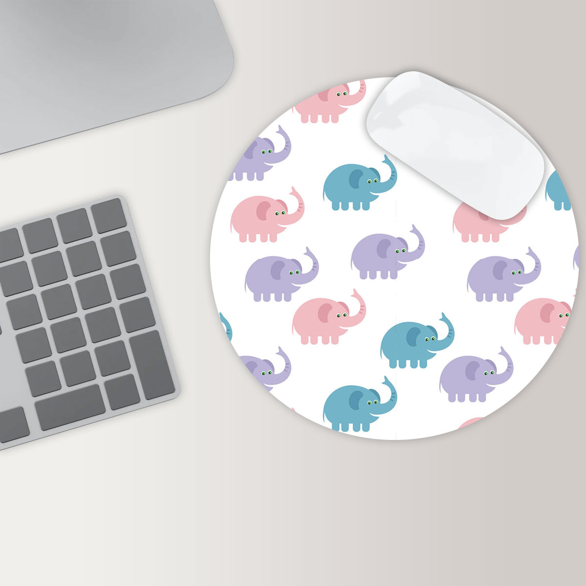 Big Colorful African Elephant Round Mouse Pad 6