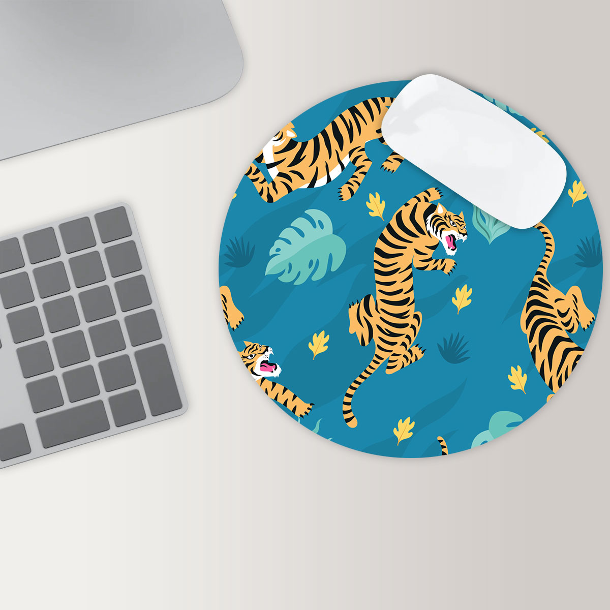 Blue World Tiger Round Mouse Pad 6