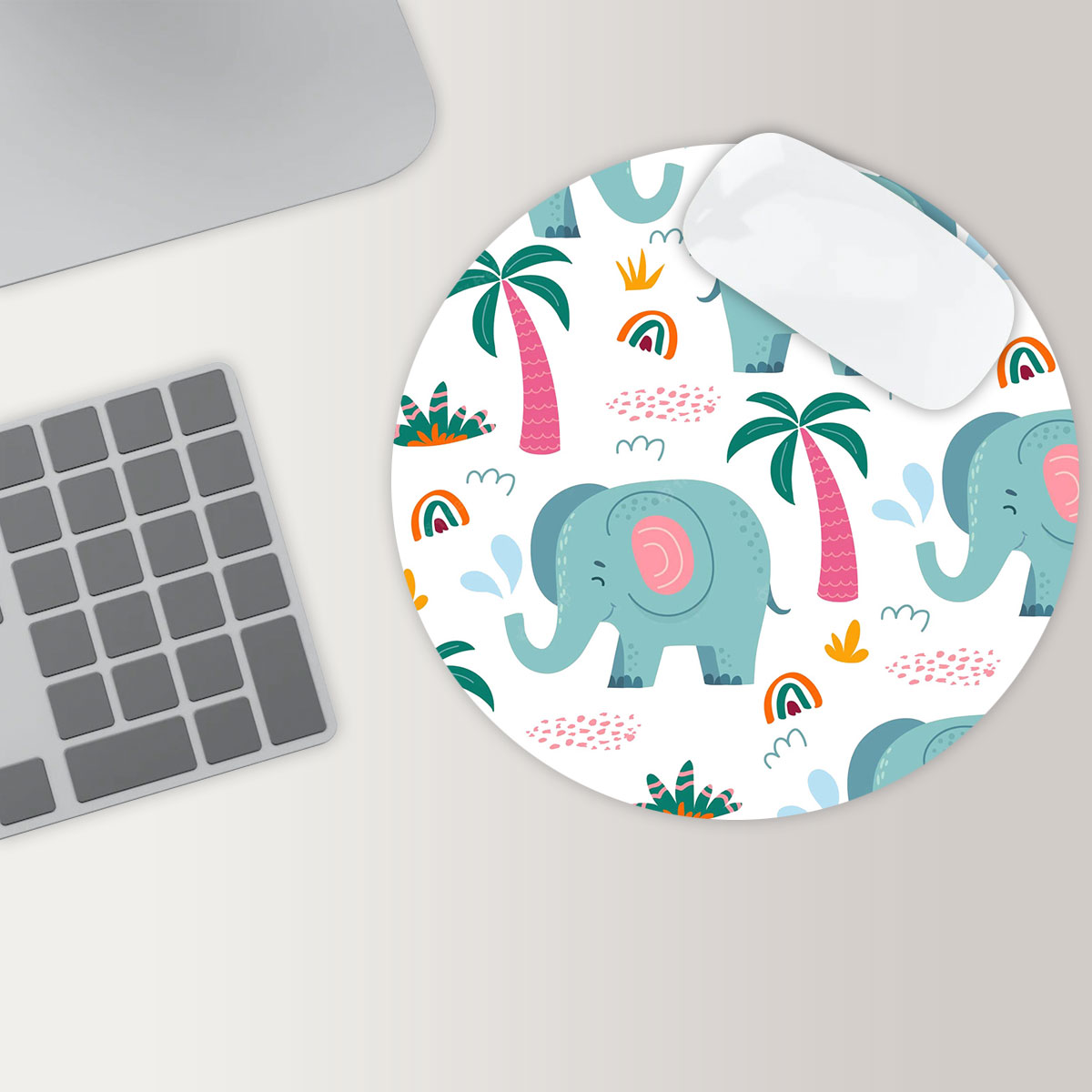 Cartoon African Elephant Round Mouse Pad 6