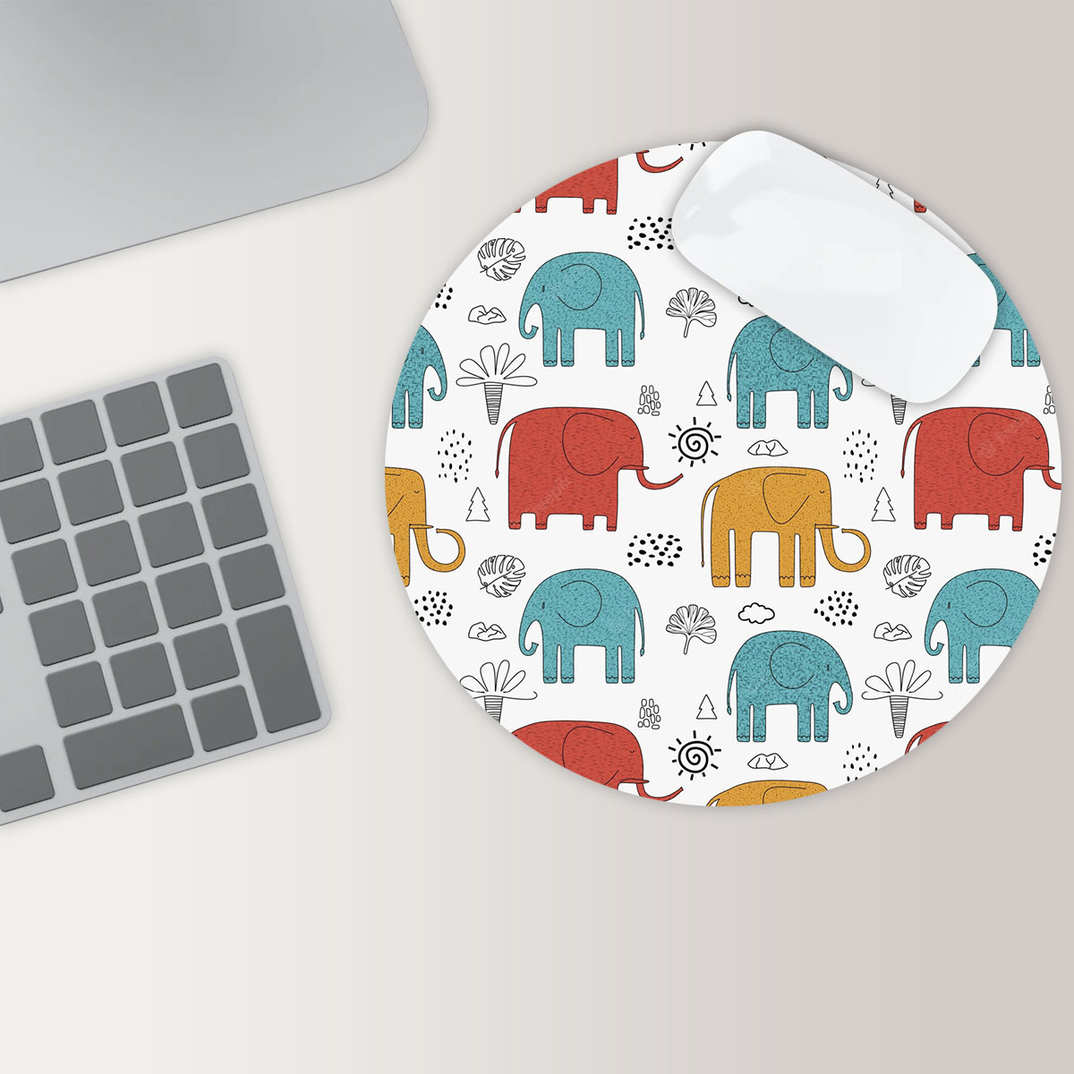 Cartoon Squad African Elephant Round Mouse Pad 6
