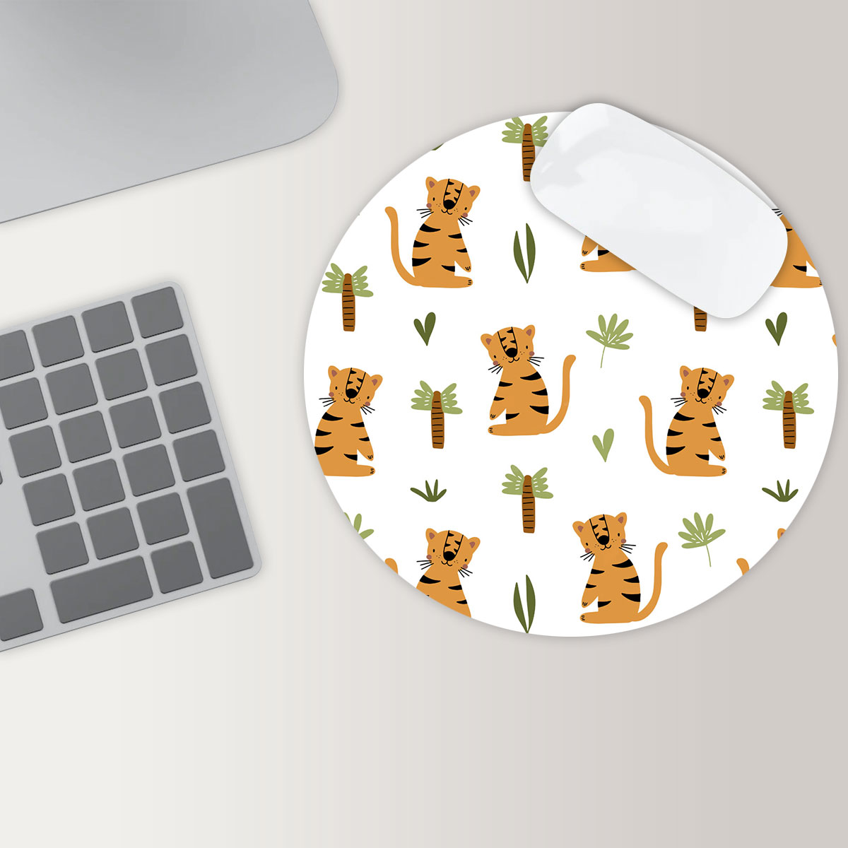 Cartoon Tiger And Tree Round Mouse Pad 6