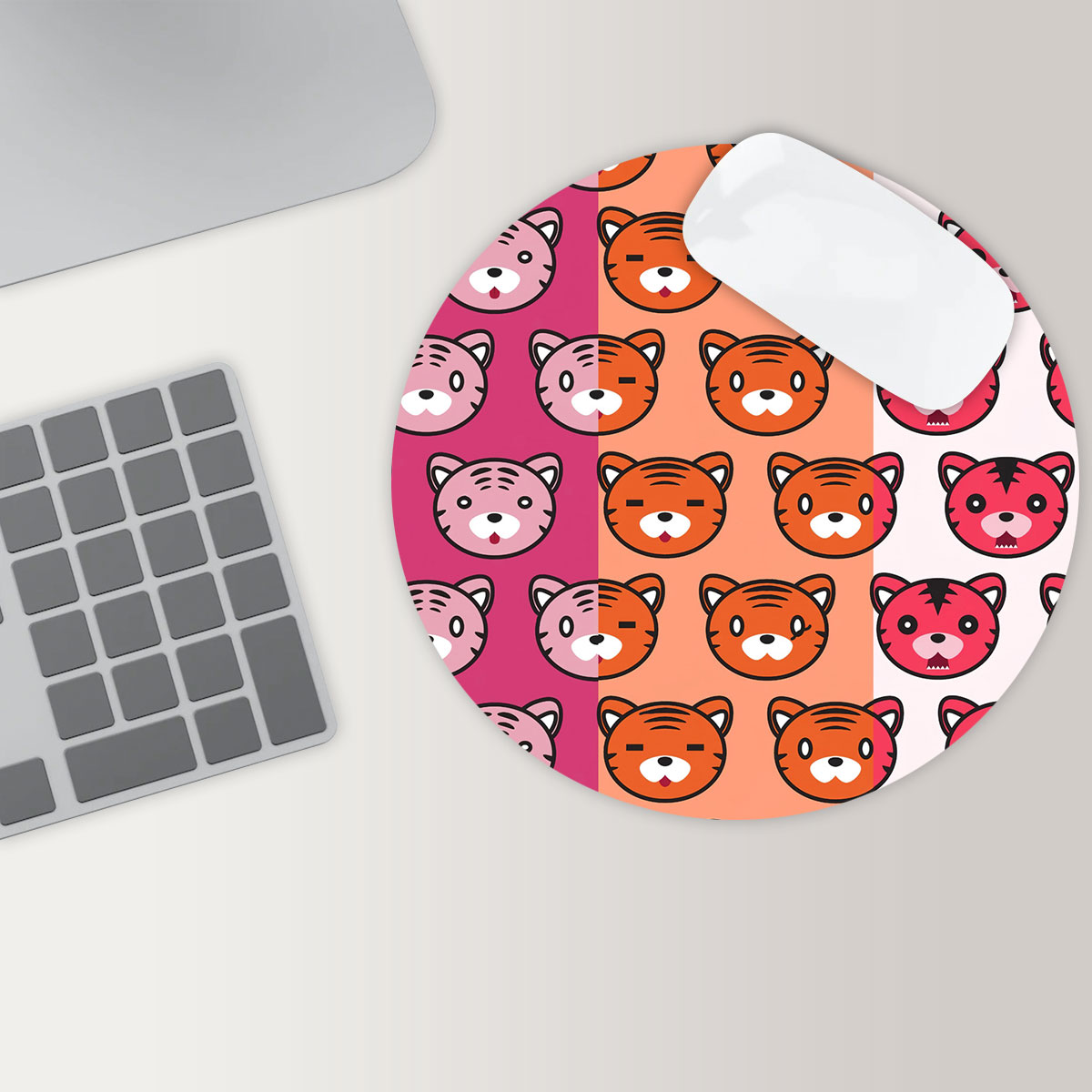 Cartoon Tiger Face Round Mouse Pad 6
