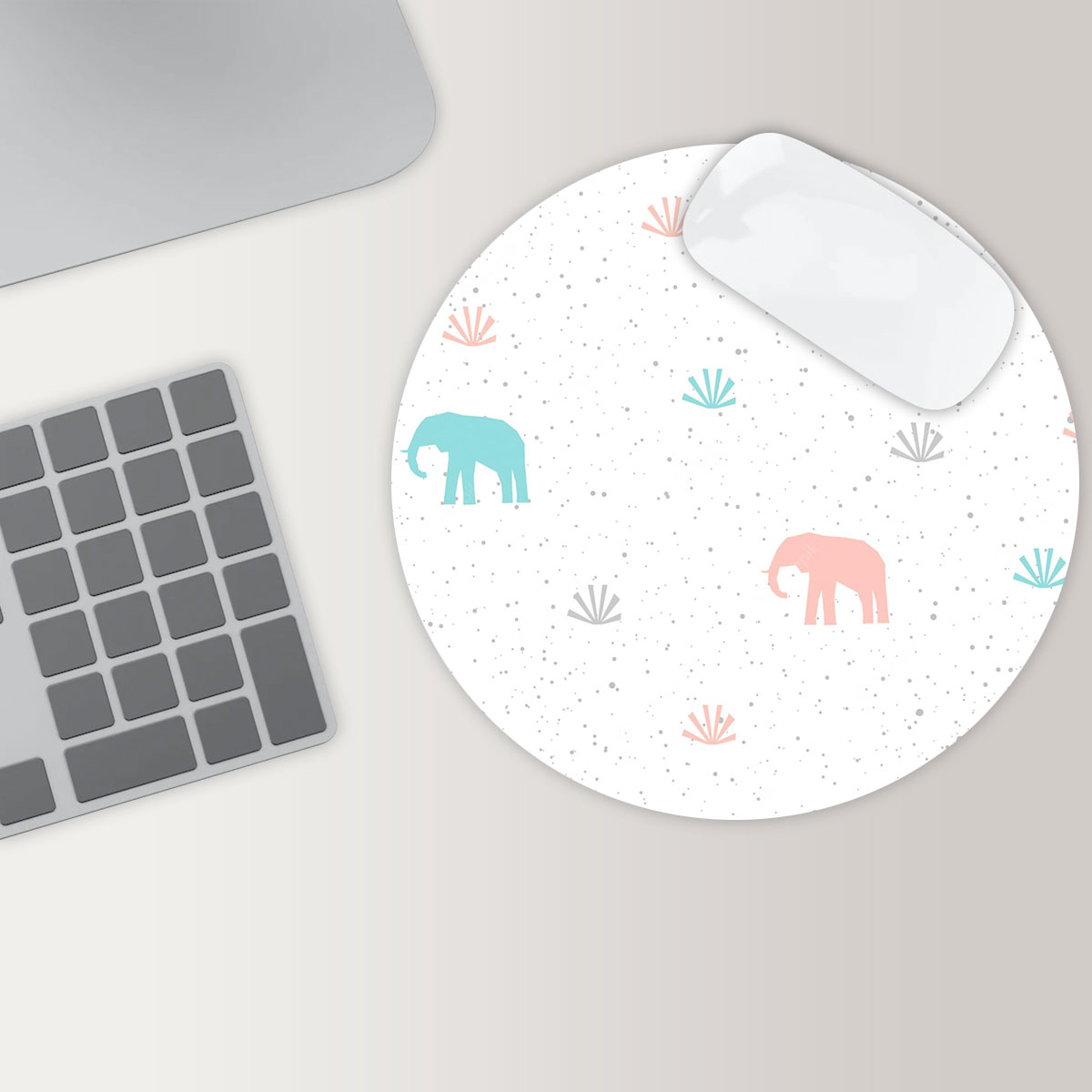 Colorful Elephant Round Mouse Pad 6