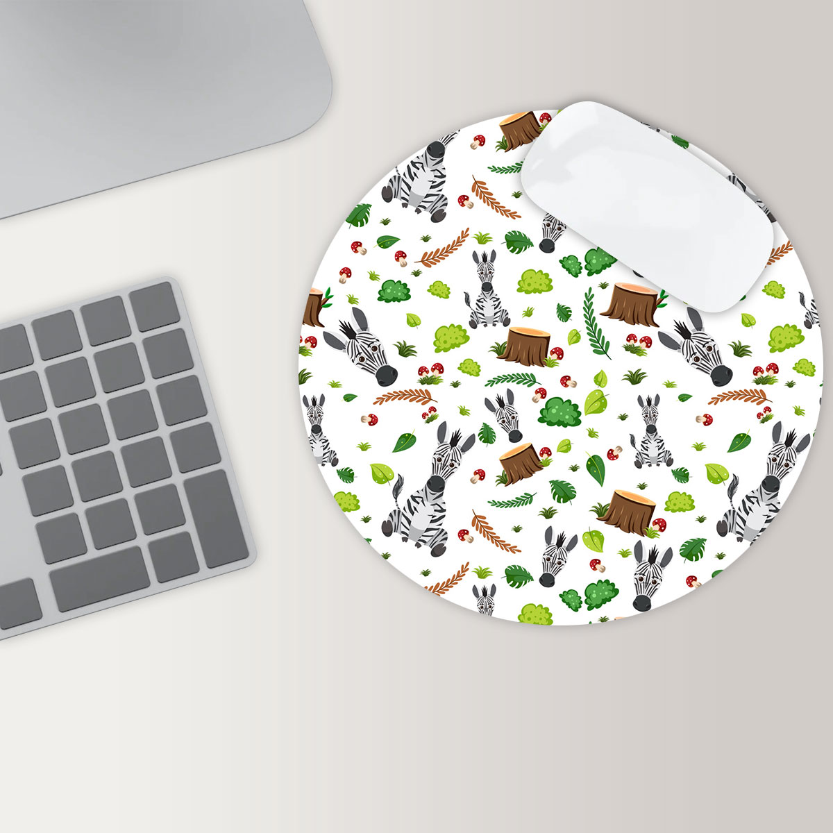 Forest Zebra Round Mouse Pad 6