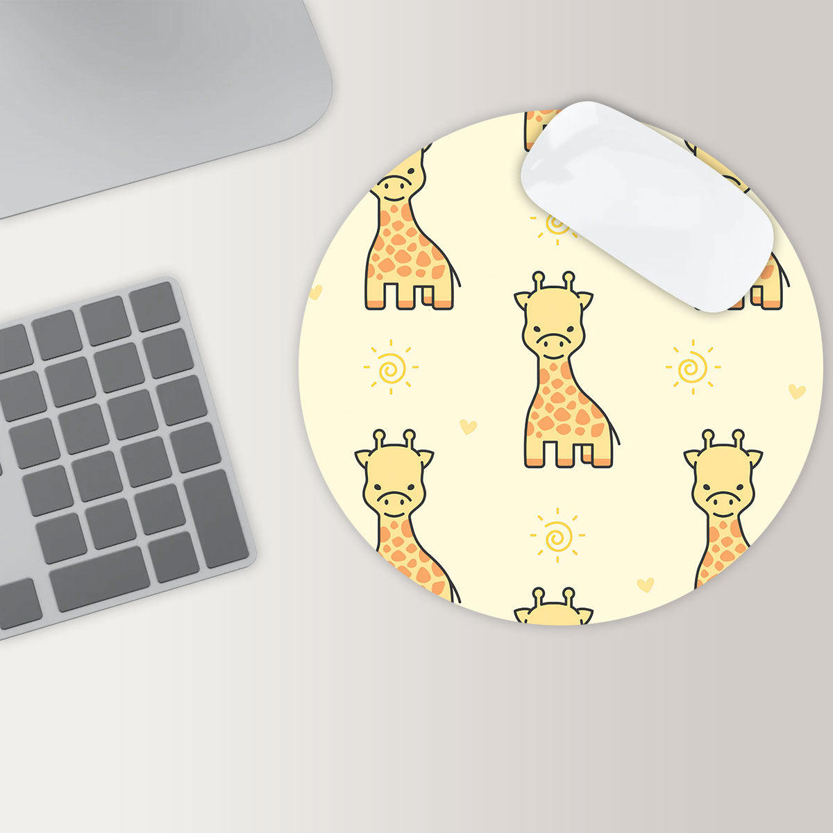 Giraffe Monogram Round Mouse Pad 6