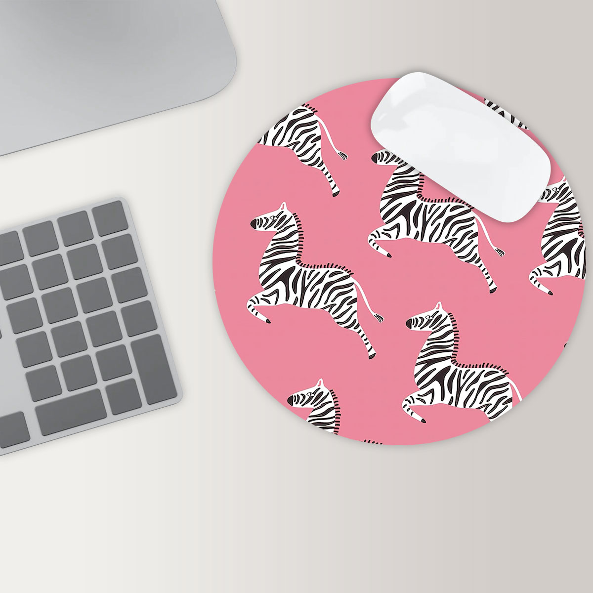 Jumping Zebra Round Mouse Pad 6