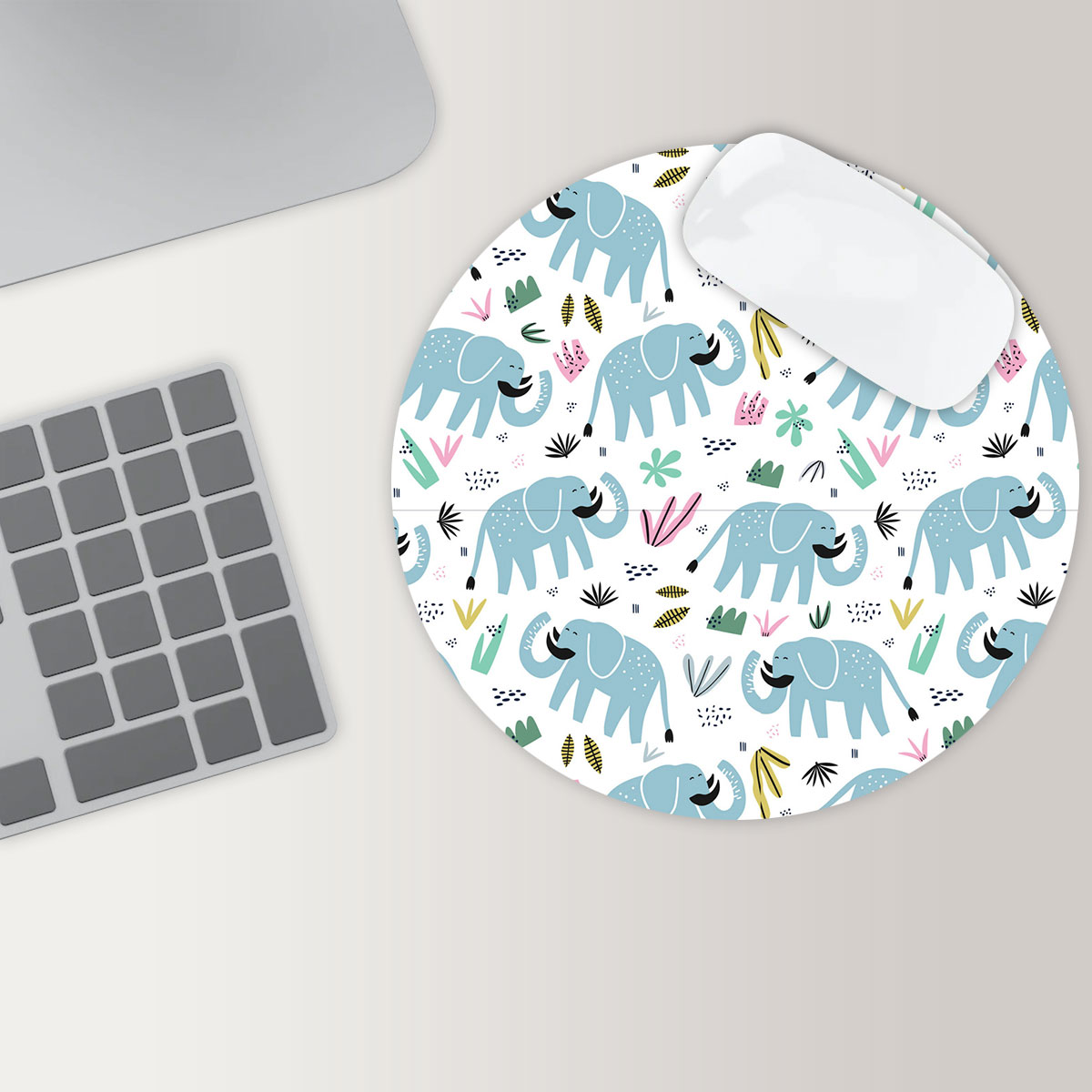 Rainforest African Elephant Round Mouse Pad 6