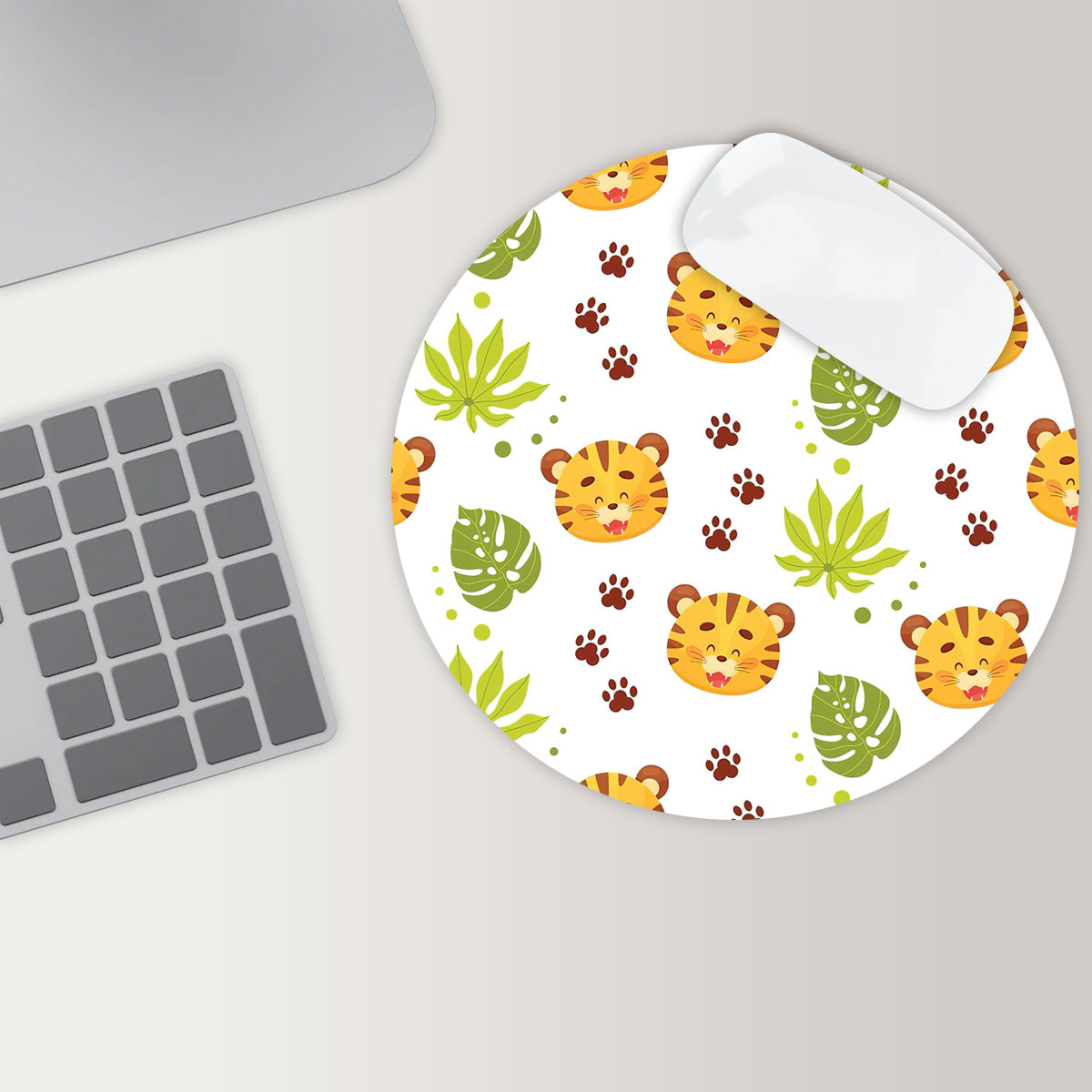 Tiger Paw Leaf Round Mouse Pad 6