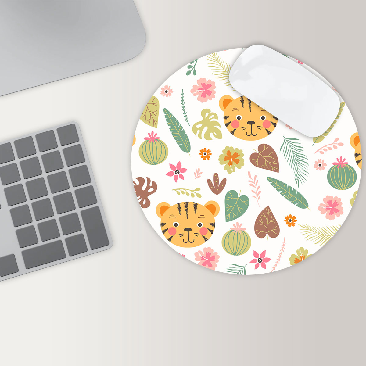 Tropical Tiger Round Mouse Pad 6