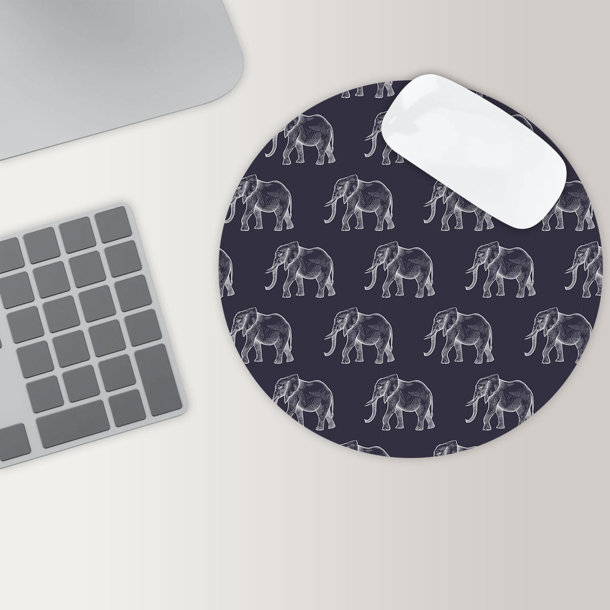 Walking African Elephant Round Mouse Pad 6