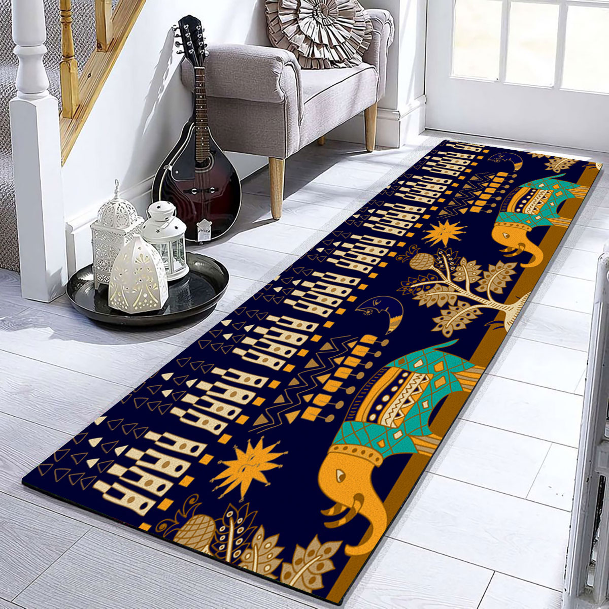 Bohemian Asian Elephant Runner Carpet 6