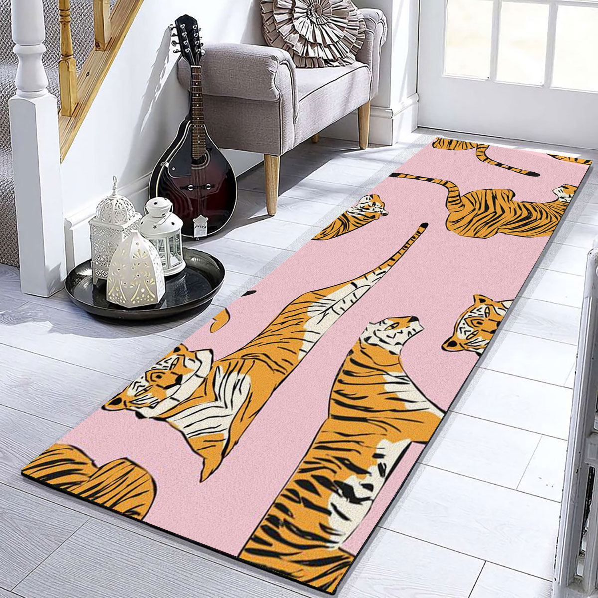 Cartoon Tiger Pink Runner Carpet 6