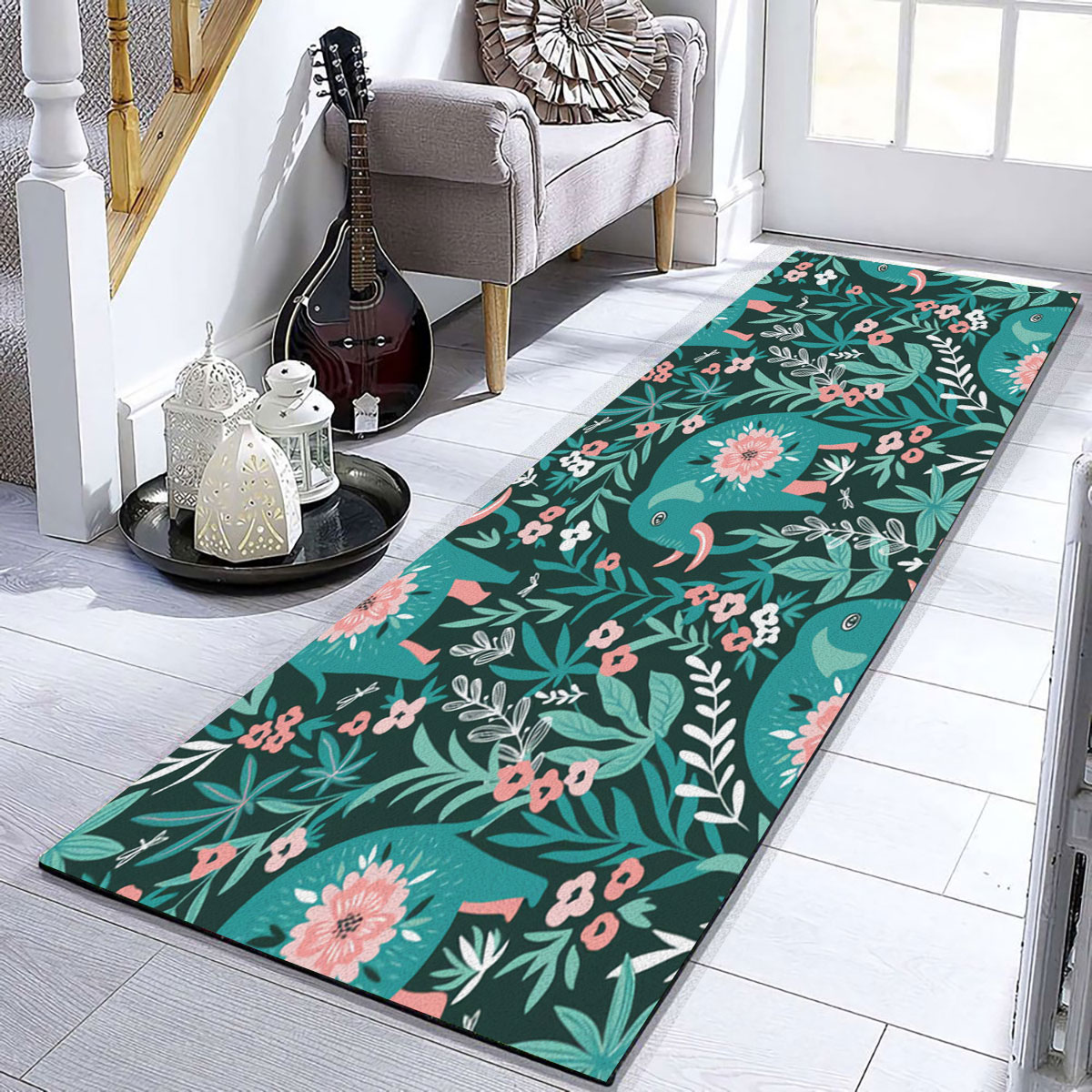 Flower Asian Elephant Runner Carpet 6