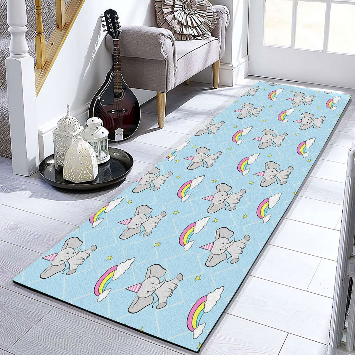 Rainbow African Elephant Runner Carpet 6