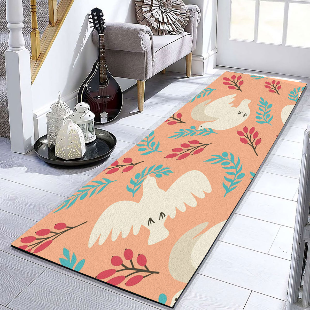 White Dove With Olive Branch Runner Carpet 6