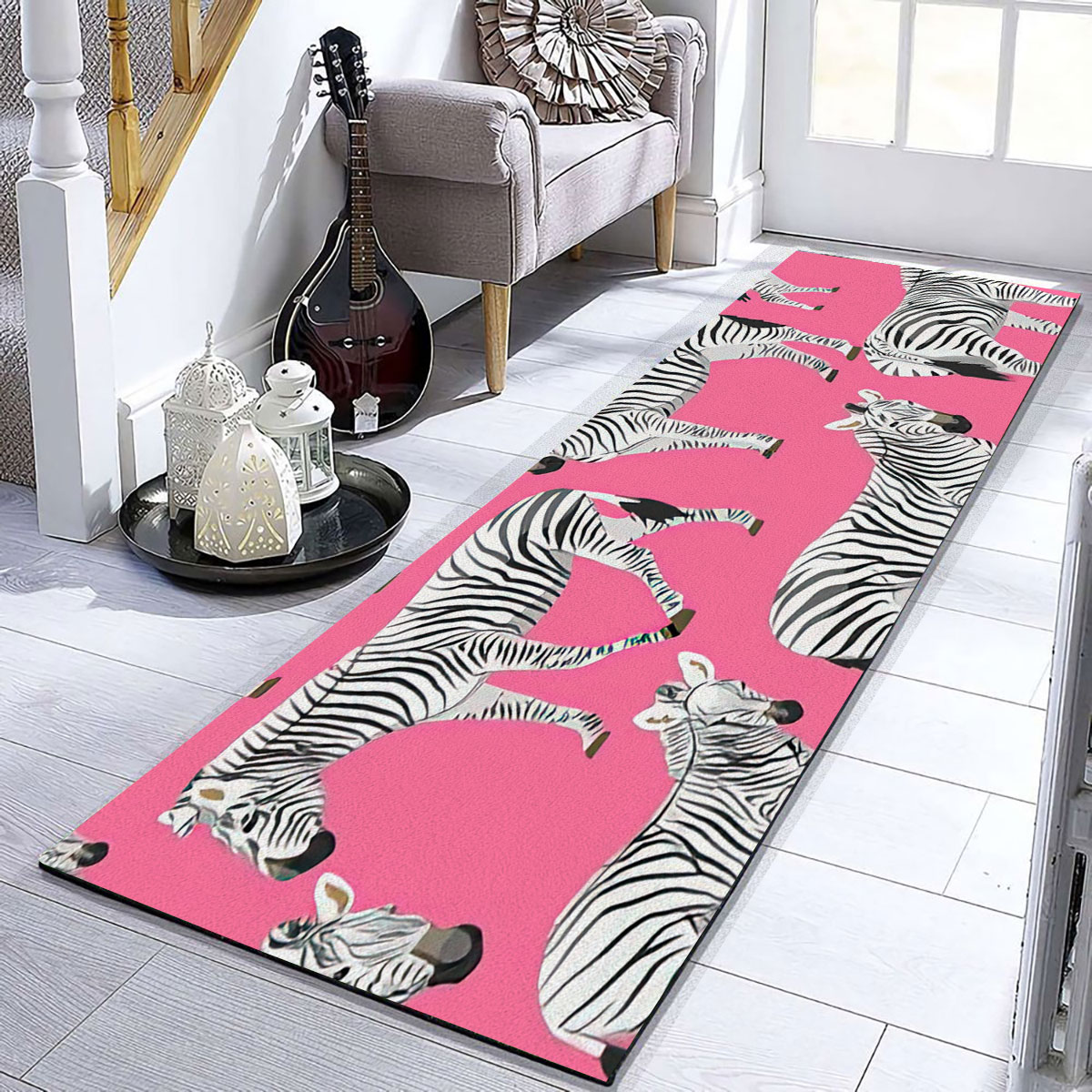 Zebra On Pink Runner Carpet 6