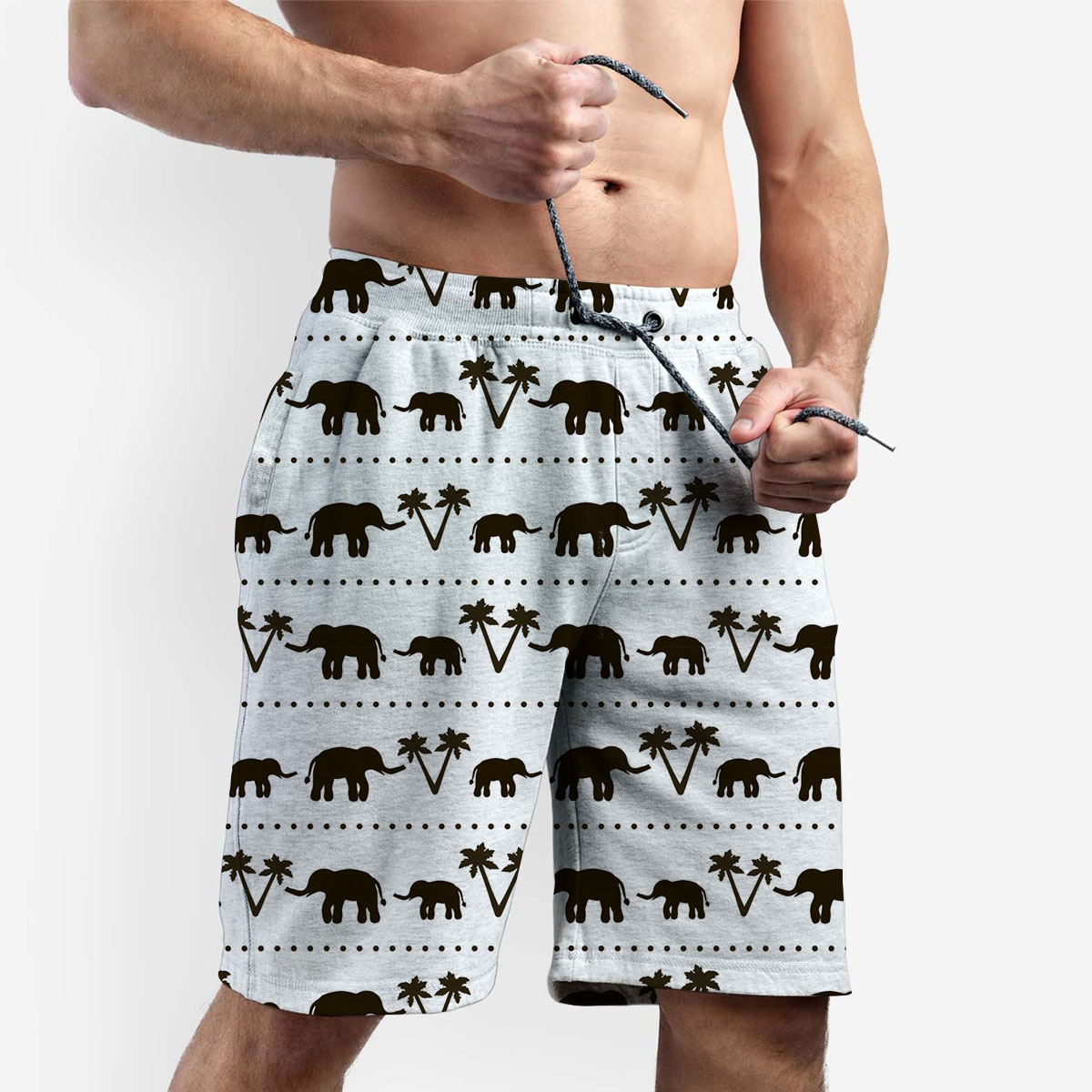 Black And White African Elephant Shorts 6