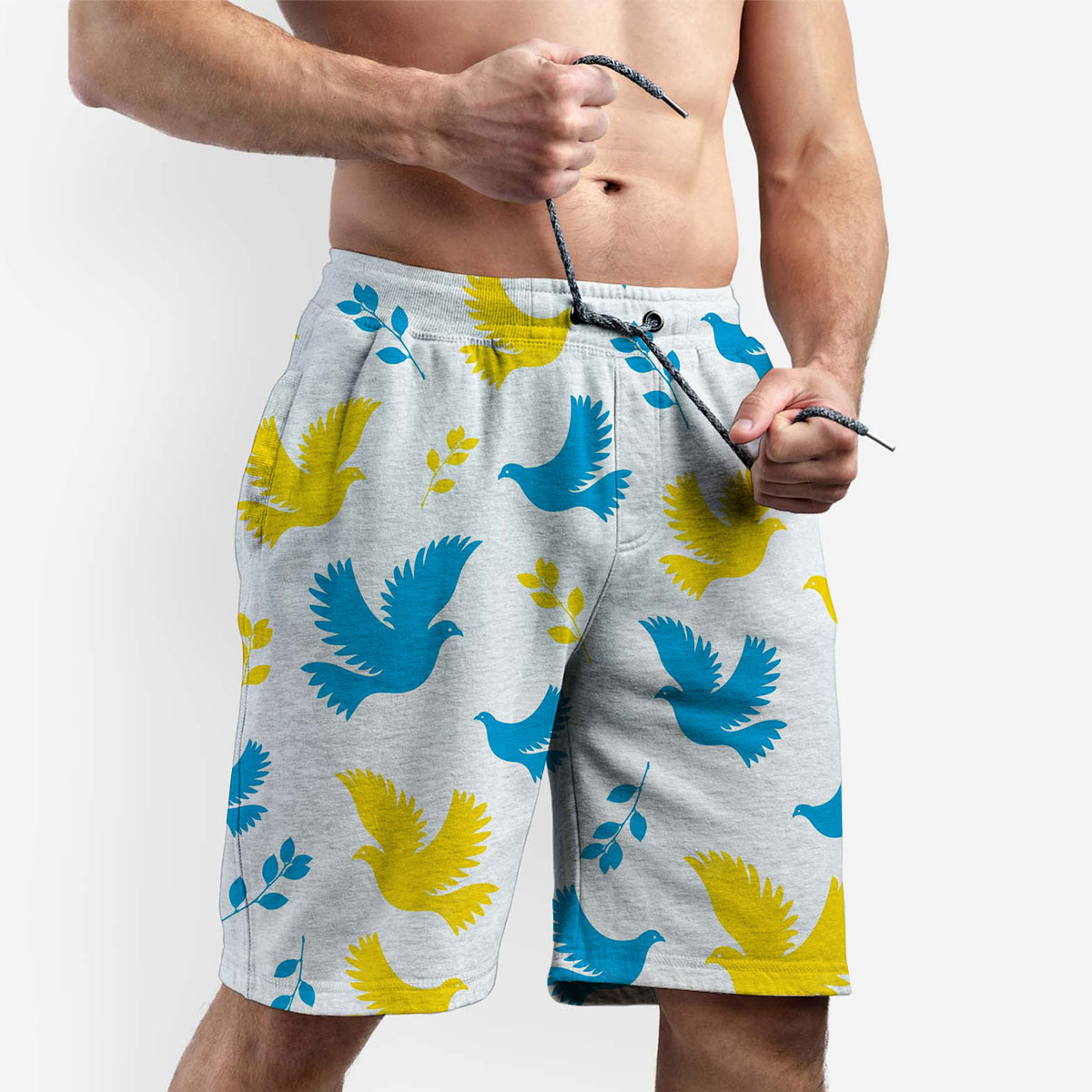 Peace Blue Yellow Dove Flyings Shorts 6
