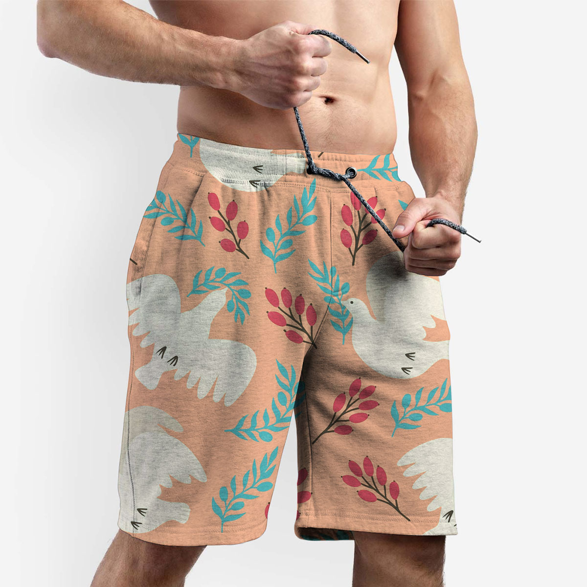 White Dove With Olive Branch Shorts 6
