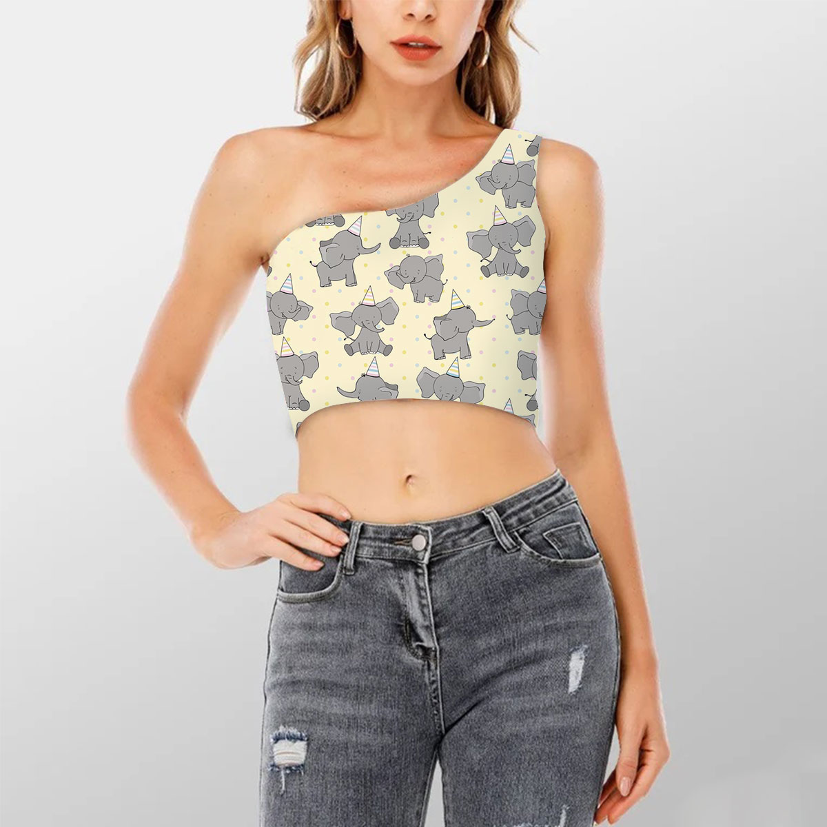 Birthday African Elephant Shoulder Cropped Top 6